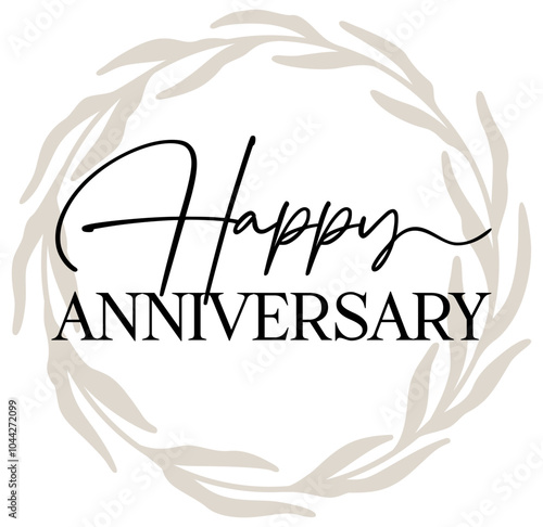 Happy Anniversary | Celebratory Botanical Design | Vector Milestone Art