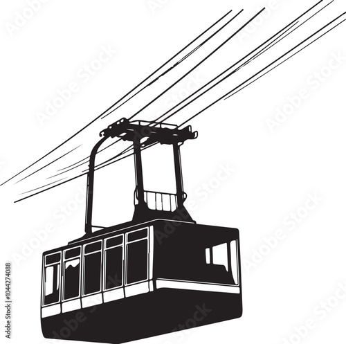 silhouette of cable car