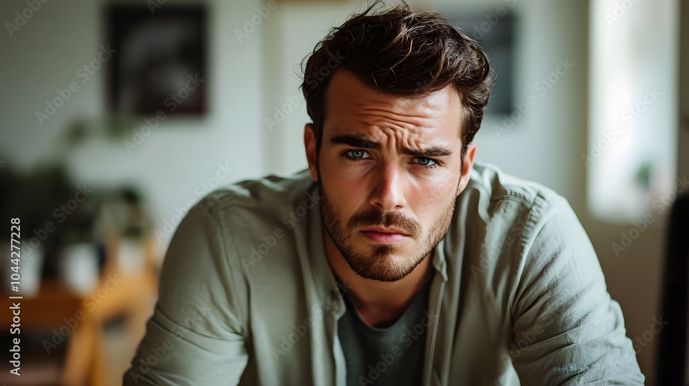 Fototapeta premium Unhappy handsome man feeling upset. 