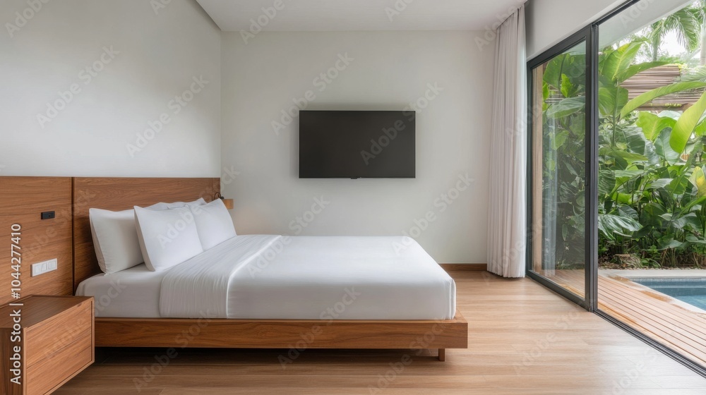 Fototapeta premium Modern Hotel Suite with Private Pool and Garden View