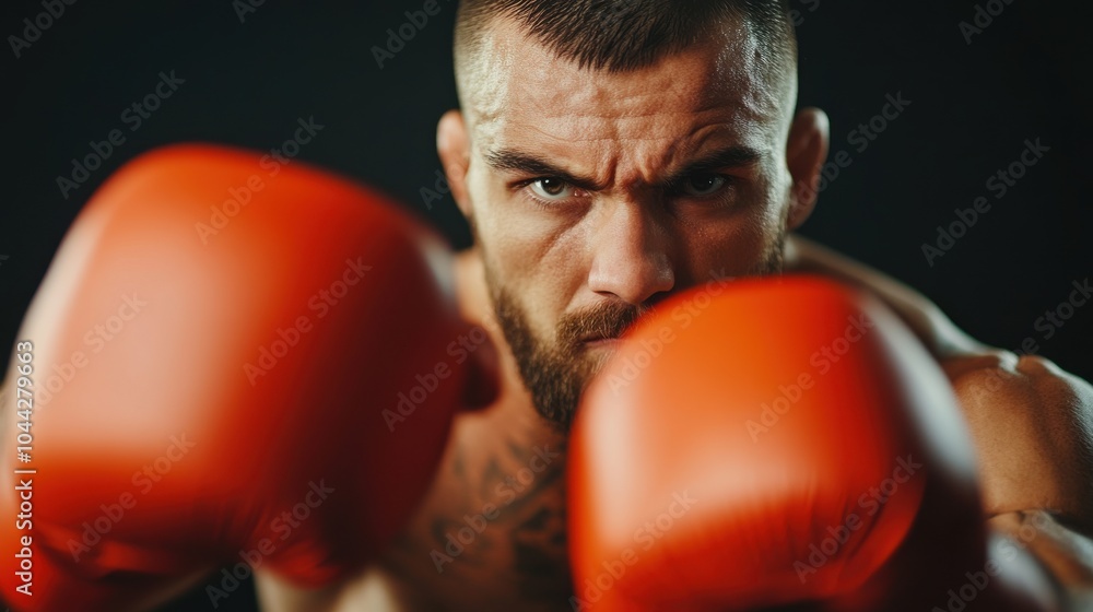 Muay Thai Fighter in Action with Knee Strike Muay Thai Fighter in Action with Knee Strike