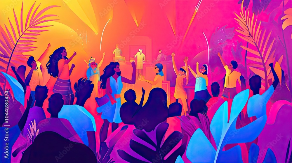 Pop Art Poster Festival And Party, Generative AI Pop Art Poster Festival And Party, Generative AI