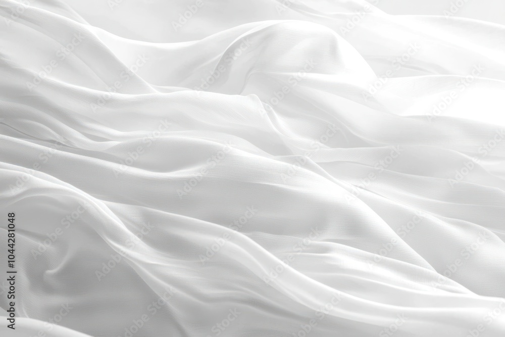 Draped White Fabric with Smooth, Flowing Waves Draped White Fabric with Smooth, Flowing Waves