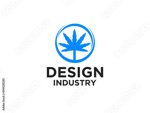 Cannabis Logo. Blue Marijuana Cannabis Sativa Leaf Icon isolated on White Background.