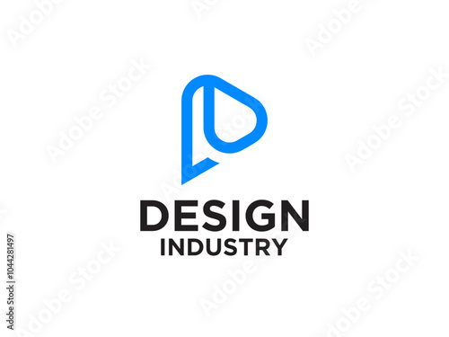 Modern Initial Letter P Logo. Blue Geometric Shape isolated on White Background. Usable for Business and Branding Logos.