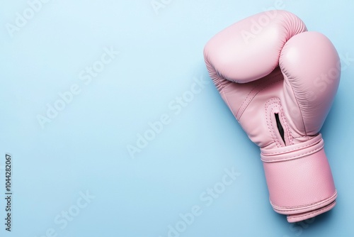 Wallpaper Mural A pink boxing glove sits on a blue background, a symbol of the fight against breast cancer Torontodigital.ca