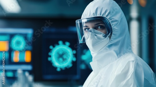Scientist in a High-Security Laboratory Handling Virus