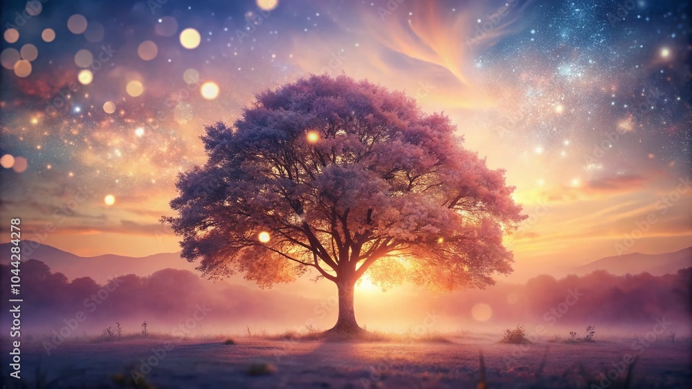 Dreamy Double Exposure of a Pink-Tinted Tree Against a Soft Background for Nature Lovers Dreamy Double Exposure of a Pink-Tinted Tree Against a Soft Background for Nature Lovers