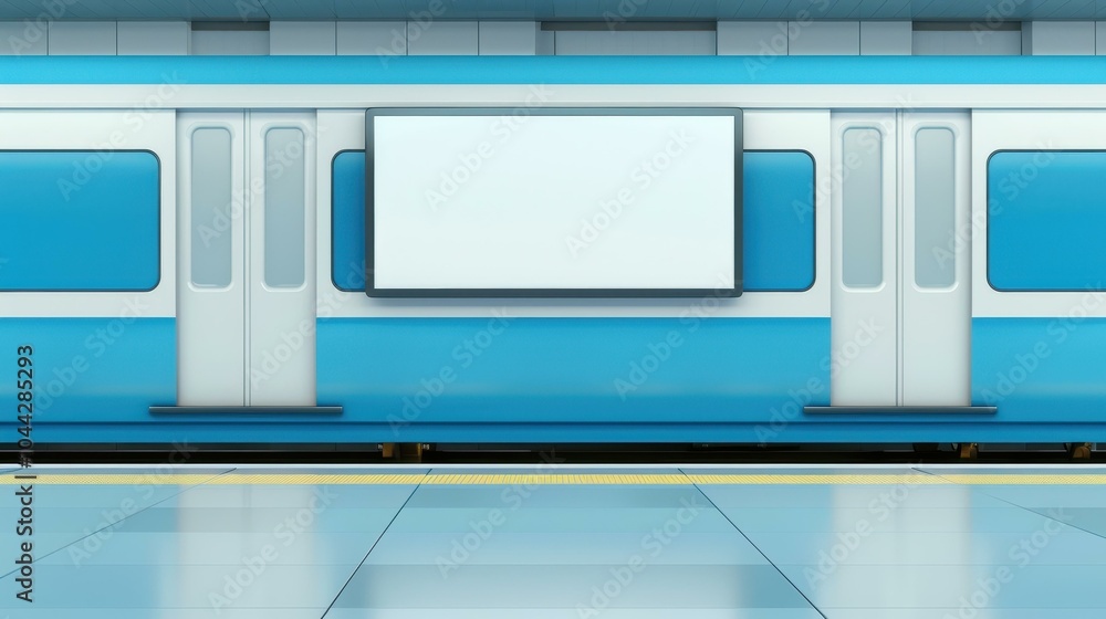 A blank billboard waits in a bustling subway station, surrounded by the rush of trains and commuters in the urban jungle. A blank billboard waits in a bustling subway station, surrounded by the rush of trains and commuters in the urban jungle.