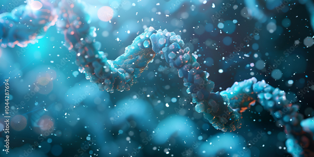 DNA Helix Close-up in Virtual Space, Genetic Structure in 3D Visualization
DNA Helix Close-up in Virtual Space, Genetic Structure in 3D Visualization