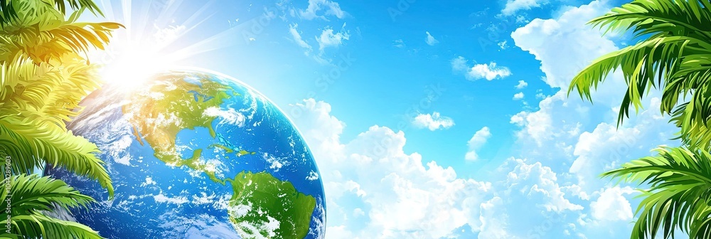 Naklejka premium Earth cartoon for environmentalism, sustainability, and earth day