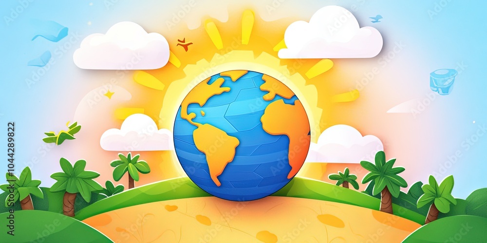 Naklejka premium Earth cartoon for environmentalism, sustainability, and earth day