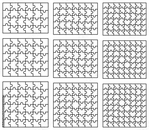 ブランクのジグソーパズルのベクターイラストセット