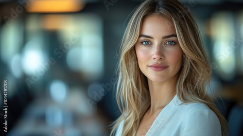 Wallpaper Mural Portrait of a Young Woman with Blonde Hair and Blue Eyes Torontodigital.ca