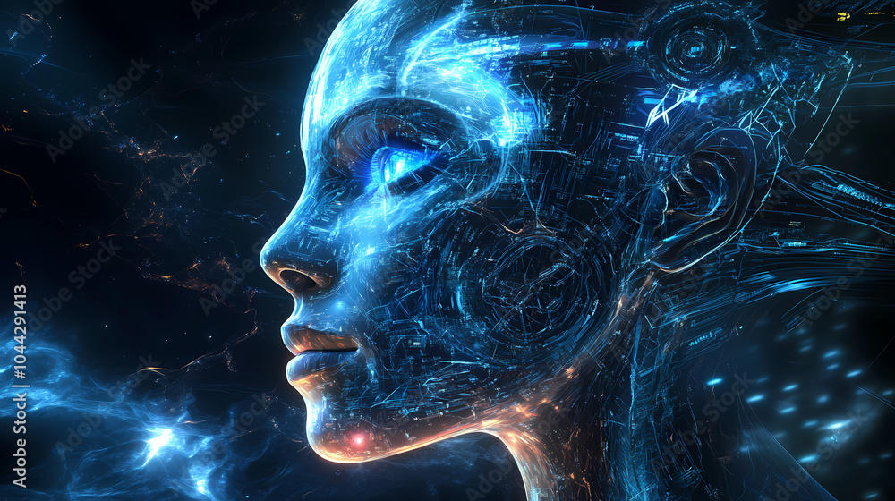The face of artificial intelligence. it is the simulation of human ...
