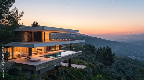 Modern Villa with Cantilevered Design and Scenic View