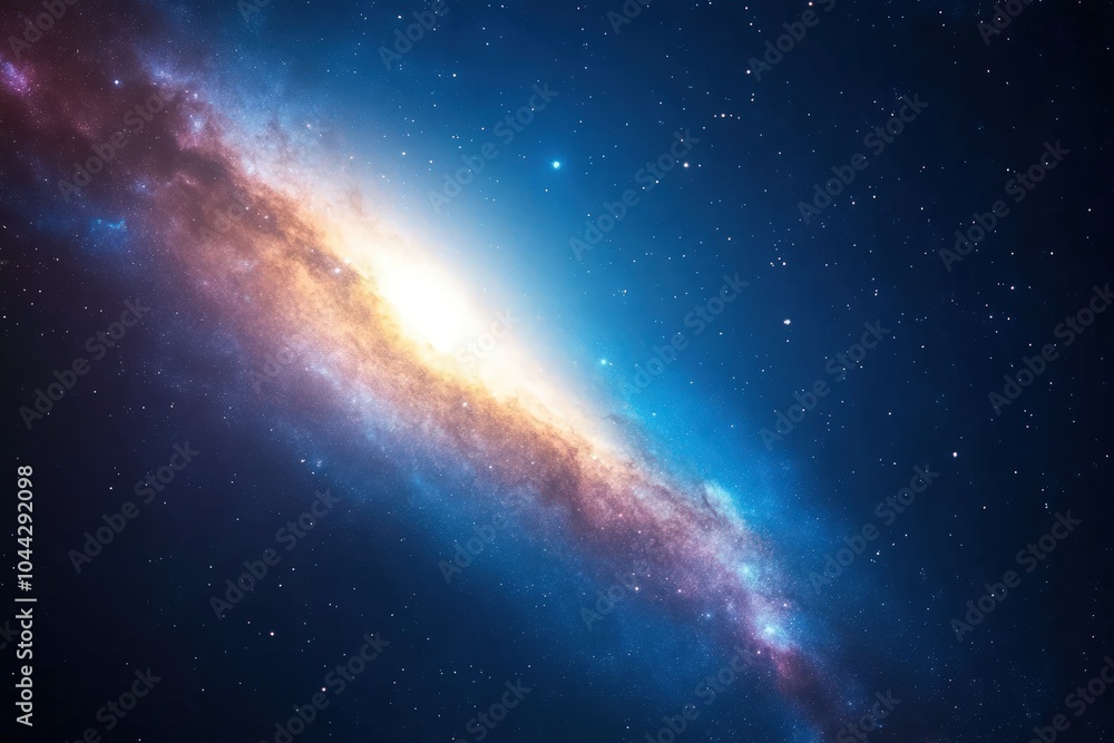 A bright, swirling galaxy with a bright yellow center against a dark blue background. A bright, swirling galaxy with a bright yellow center against a dark blue background.