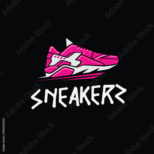 This edgy vector design features bold graffiti-style lettering spelling "Sneakez" on a sleek black background, making it ideal for sneaker shops and streetwear brands. The dynamic, modern typography.