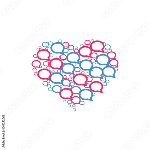 Heart Shape Made of Speech Bubbles – Communication, Love and Social Media Concept