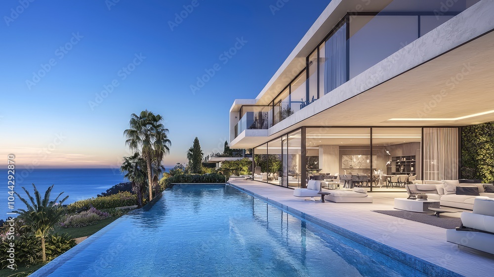 Modern Villa with Glass Windows and Infinity Pool Modern Villa with Glass Windows and Infinity Pool