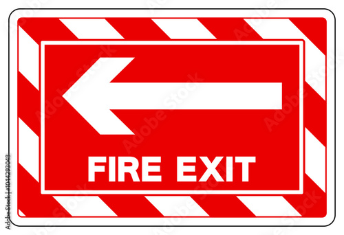 Fire Exit Arrow Left Symbol Sign, Vector Illustration, Isolate On White Background Label. EPS10