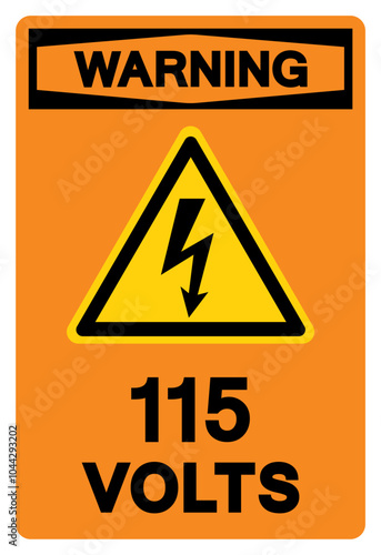 Warning 115 Volts Tag Symbol Sign,Vector Illustration, Isolate On White Background Label. EPS10