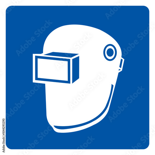 Wear Welding Helmet Symbol Sign,Vector Illustration, Isolated On White Background Label. EPS10