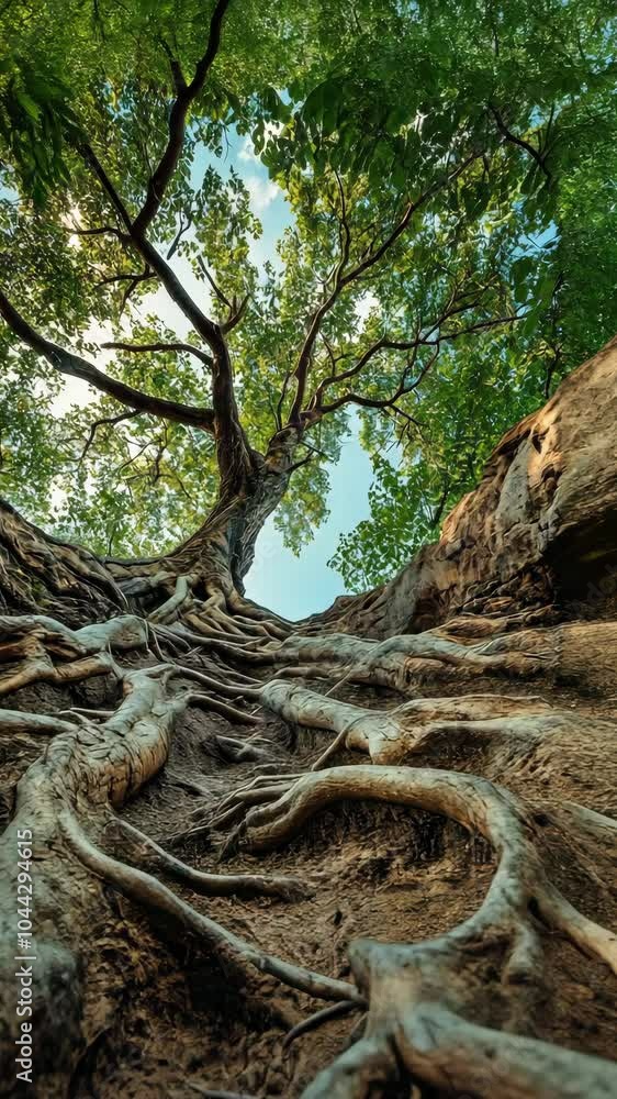 Majestic tree with sprawling roots viewed from Majestic tree with sprawling roots viewed from