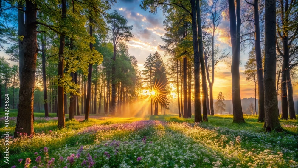 Morning in the Spring Forest - Silhouette Photography of Trees and Nature Awakened by Dawn Light Morning in the Spring Forest - Silhouette Photography of Trees and Nature Awakened by Dawn Light
