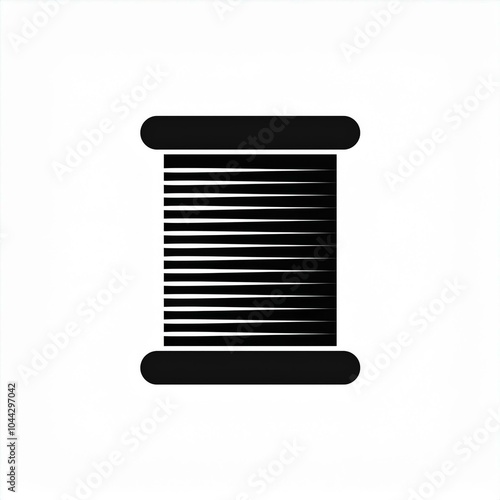 spool of thread black icon isolated on white