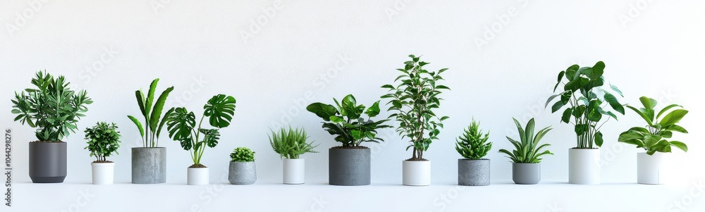 Fototapeta premium Minimalist Collection of Potted Green Plants