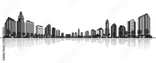 影で表現された街並みのイラスト.