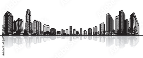 影で表現された街並みのイラスト.