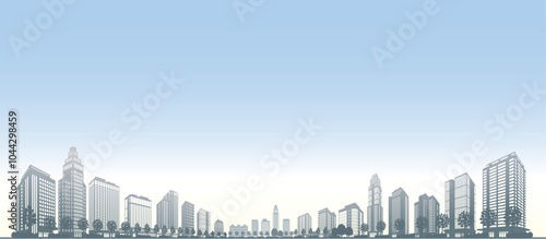 影で表現された街並みのイラスト.