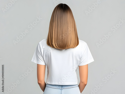 30白いTシャツ　背面　後方　/  White T-shirt Back Rear　Gererated AI