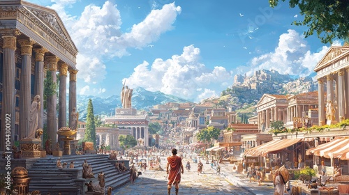 Grand Depiction of Alexander in Ancient City Setting