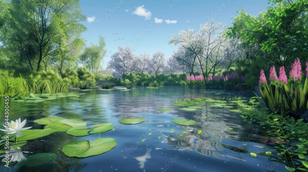 Obraz premium Serene Lake in a Lush Forest