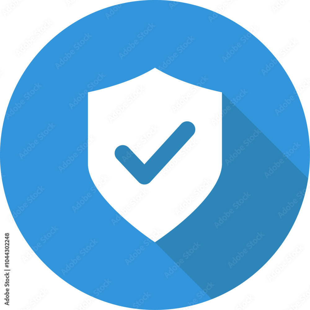 Shield Safe Blue Circle Icon with Blue Shadow Isolated on White Background Shield Safe Blue Circle Icon with Blue Shadow Isolated on White Background