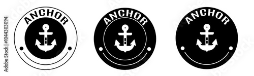 Black and white illustration of anchor icon in flat. Stock vector.