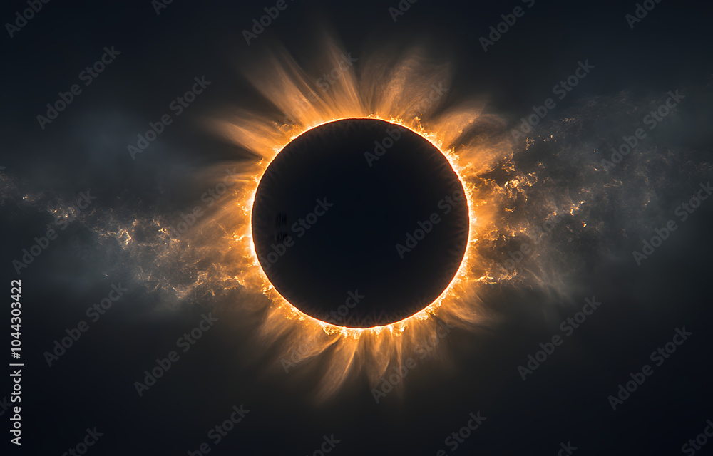 Naklejka premium Total eclipse of the sun creating a spectacular cosmic display