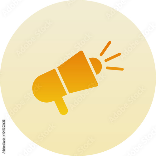 Active Megaphone Speaker Toa Circle Icon with Yellow Gradient Isolated on White Background