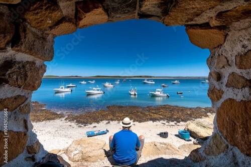 A person watching boats pass under a bridge, reflecting on the ebb and flow of life and feeling gratitude for its lessons