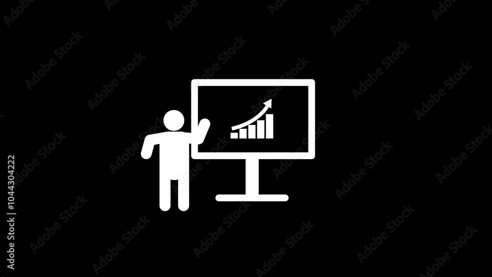 teaching a man on monitor display.teaching concept animation teaching a man on monitor display.teaching concept animation