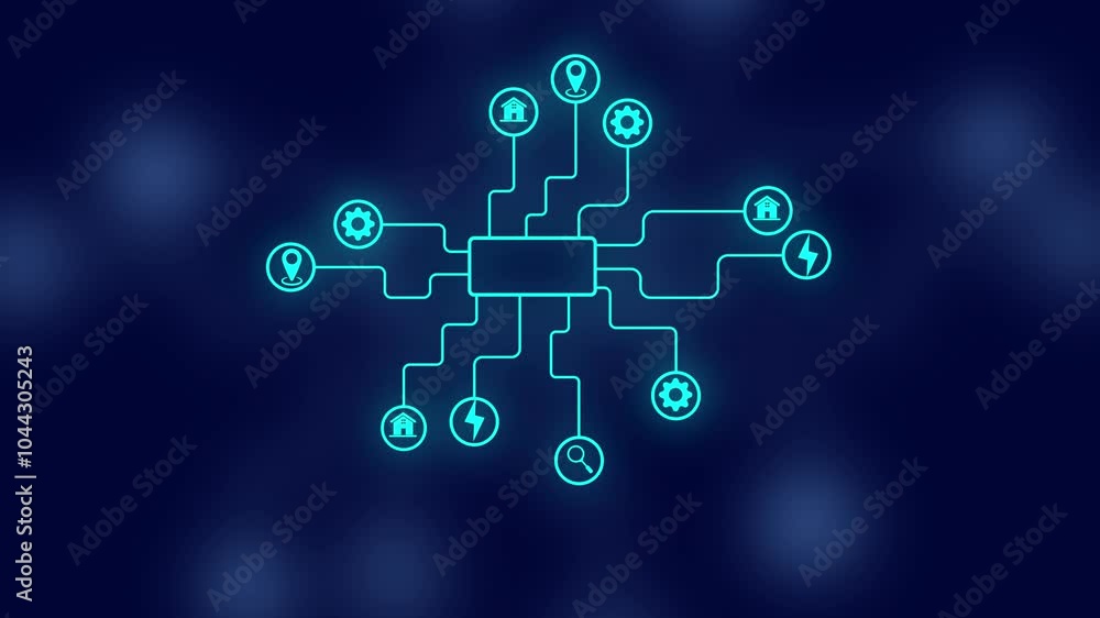 Connecting people on the internet, nodes transforming. Flight of the camera in the technological Connecting people on the internet, nodes transforming. Flight of the camera in the technological
