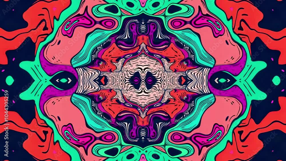 Abstract looping 4k video. Kaleidoscope wavy psychedelic background Abstract looping 4k video. Kaleidoscope wavy psychedelic background