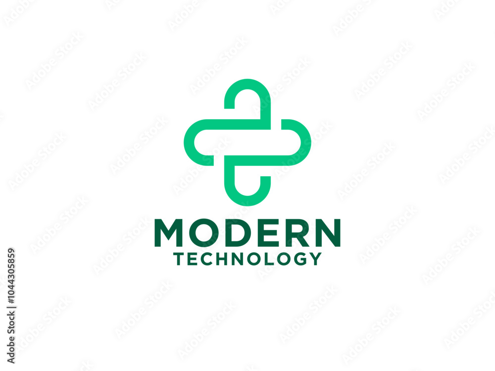 Modern Healthcare Medical Logo. Geometric Linear Rounded Cross Sign Health Icon Infinity Style isolated on White Background. Modern Healthcare Medical Logo. Geometric Linear Rounded Cross Sign Health Icon Infinity Style isolated on White Background.