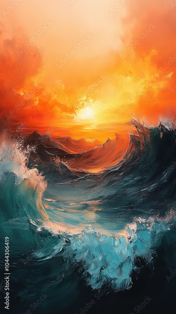 Digital art - Painting of a sundown scene at the sea