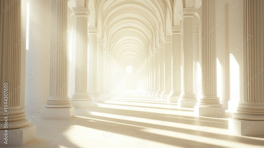 Fototapeta premium A White Hallway with Columns