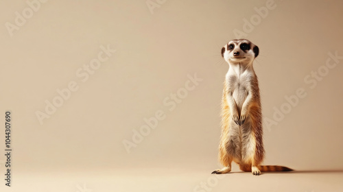 Wallpaper Mural Curious meerkat stands upright against a neutral background, exuding charm. Torontodigital.ca