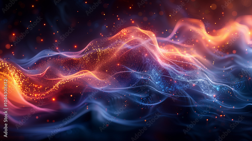Abstract AI Data Visualization with Flowing Lines and Colorful Nodes in Neon Blues, Oranges, and Pinks Abstract AI Data Visualization with Flowing Lines and Colorful Nodes in Neon Blues, Oranges, and Pinks